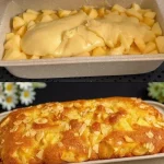 Delicious Apple Yogurt Cake topped with fresh apple slices