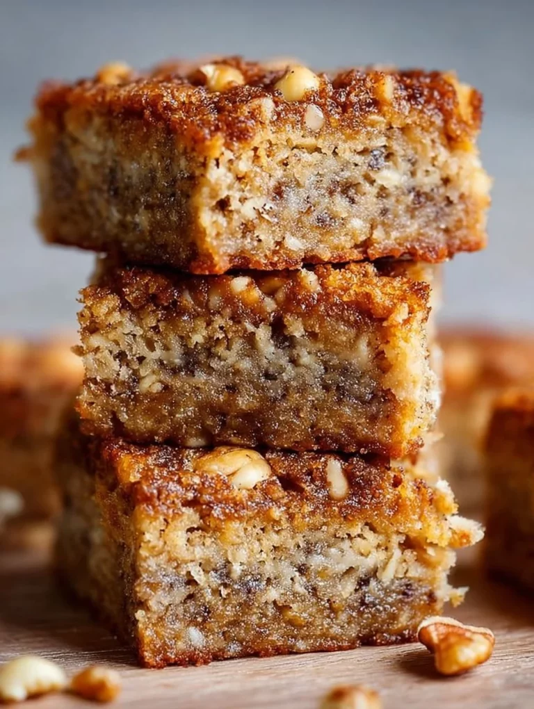 Homemade banana oatmeal bars ready to be enjoyed as a nutritious snack.