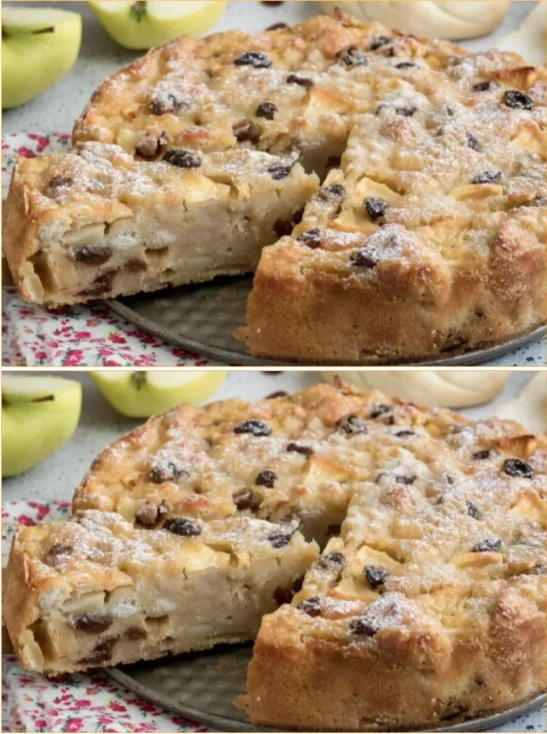 Delicious homemade bread and apple cake topped with fresh apples and spices