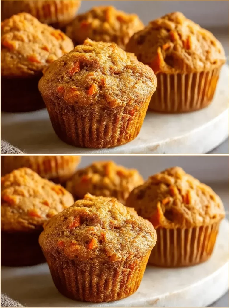 Freshly baked Carrot Banana Muffins with a moist texture and vibrant colors.