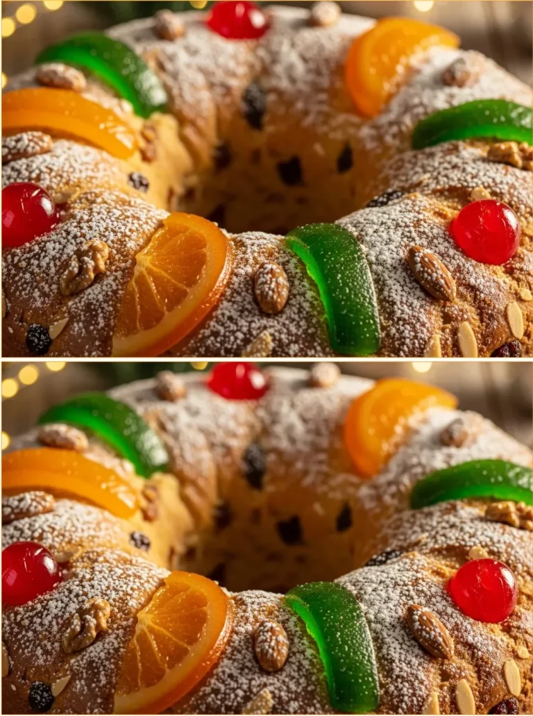 Delicious Christmas Bundt Cake with festive decorations and icing.