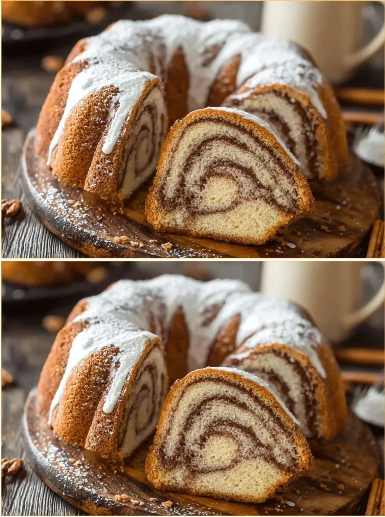 Delicious homemade Cinnamon Swirl Cake with a rich cinnamon and sugar swirl