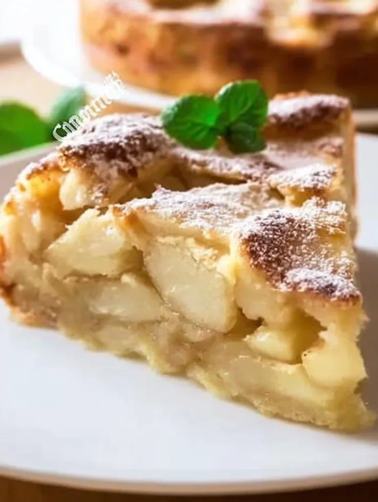 Delicious Classic French Apple Cake with apples and spices on a decorative plate.