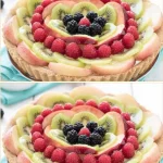 A beautiful cold fruit tart topped with fresh seasonal fruits