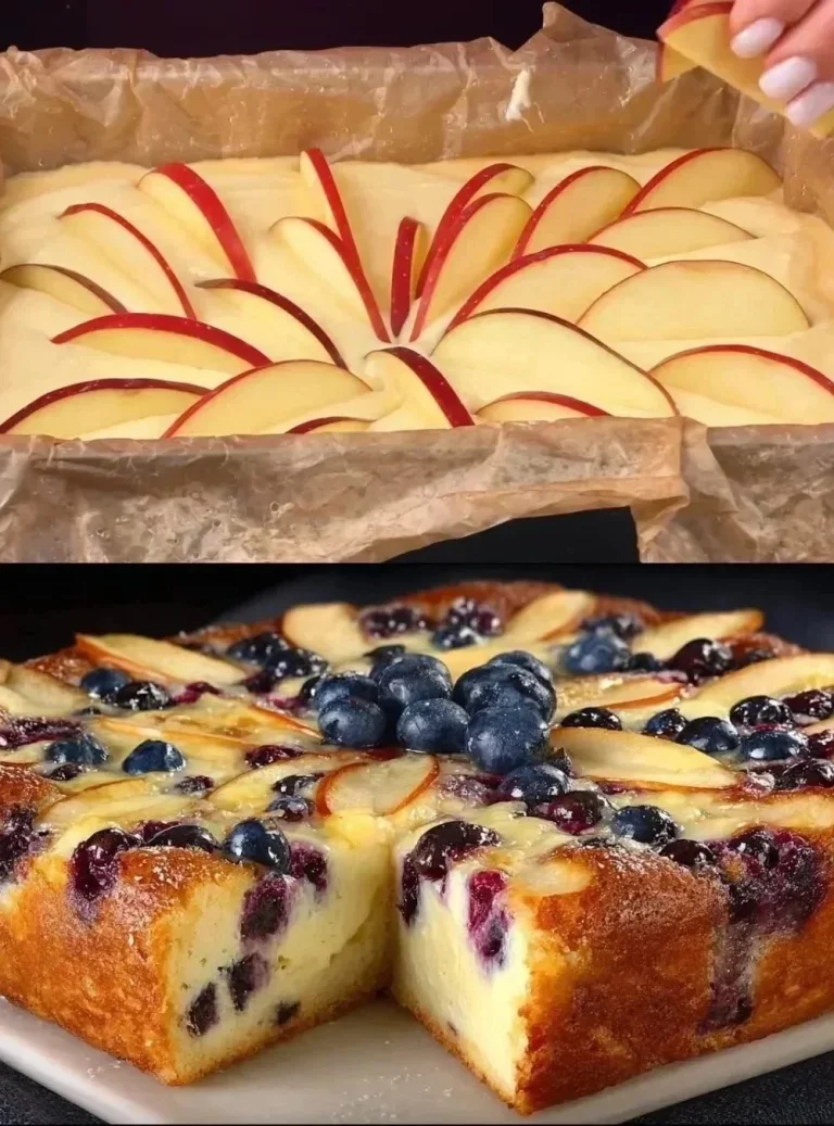 Delicious apple pie made with cottage cheese topping