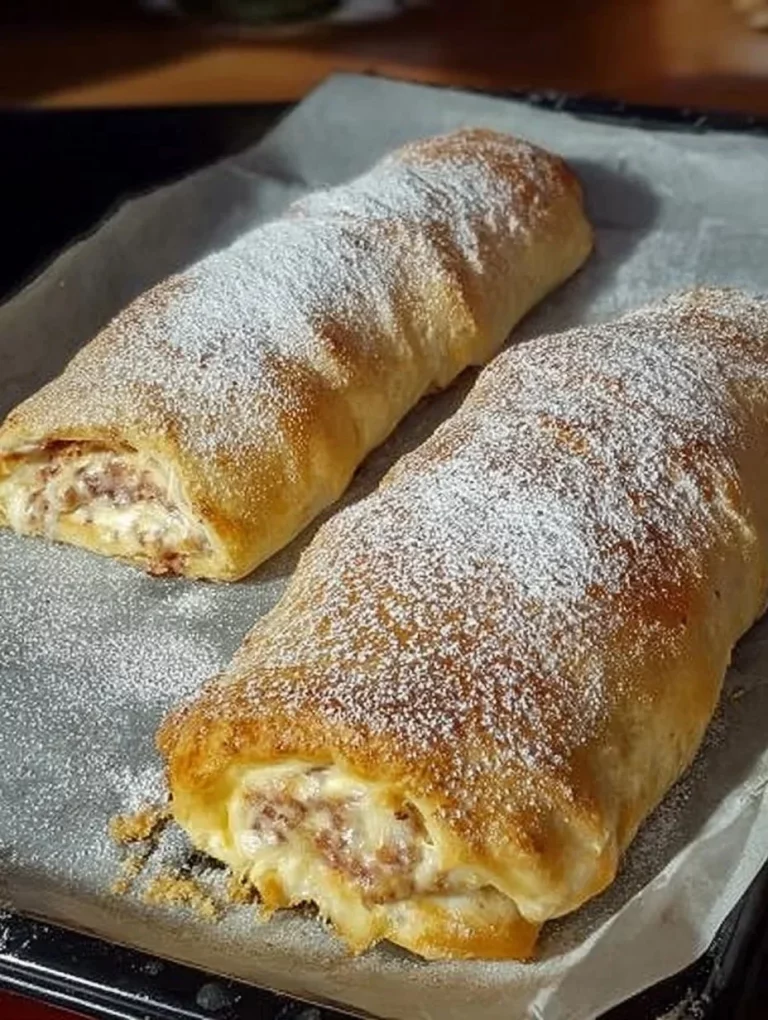 Delicious cottage cheese cake topped with apple filling and cinnamon
