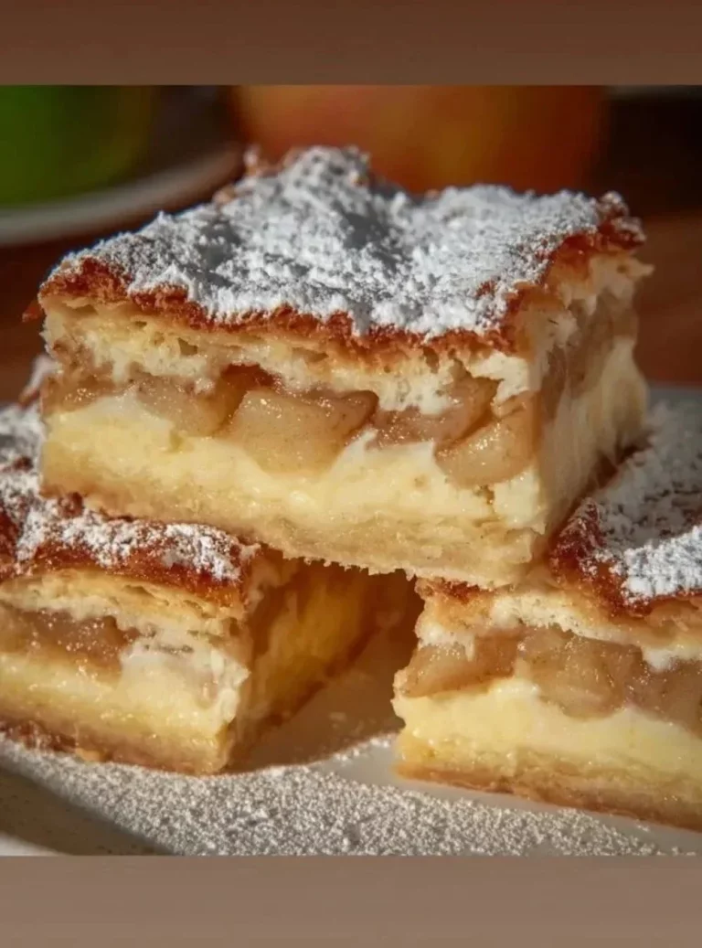 Delicious creamy apple pie sliced and ready to serve