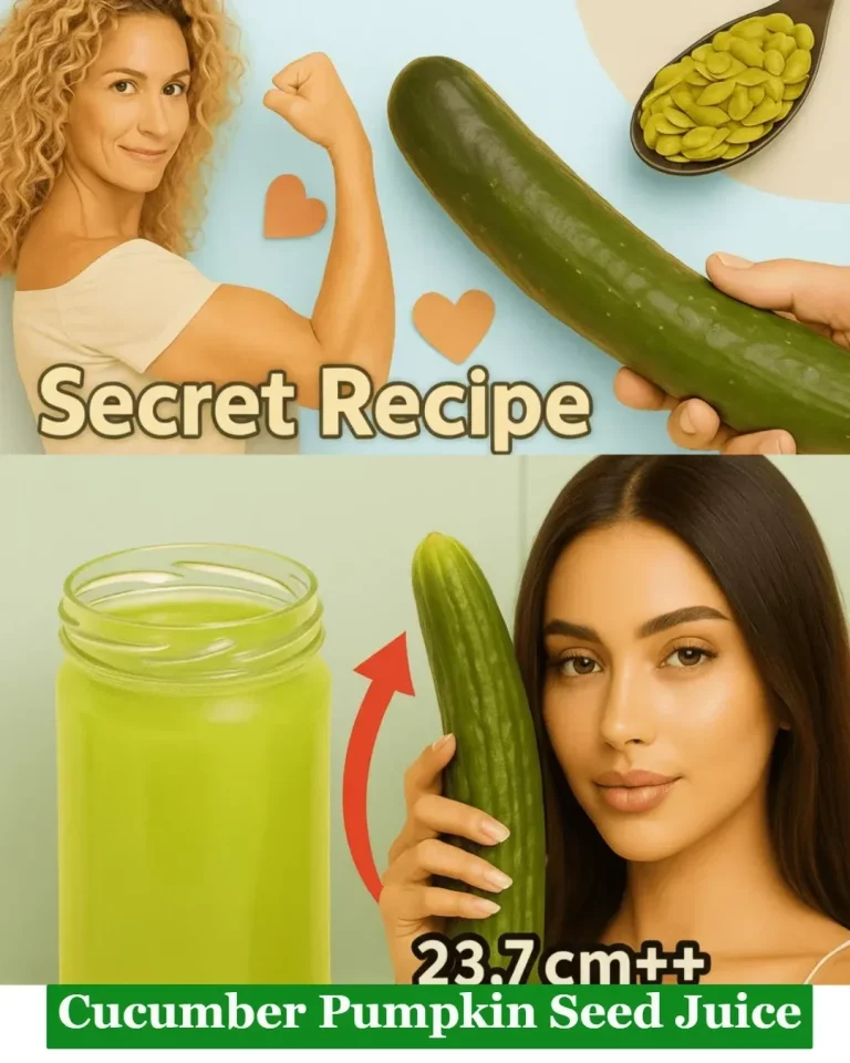 Freshly made cucumber pumpkin seed juice in a clear glass with green garnish.