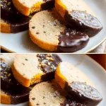 Dark chocolate with orange slices paired with freshly baked cookies