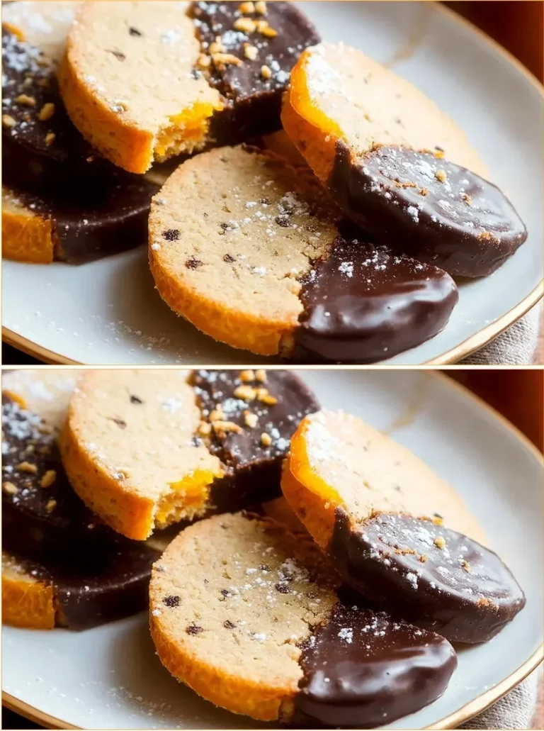 Dark chocolate with orange slices paired with freshly baked cookies