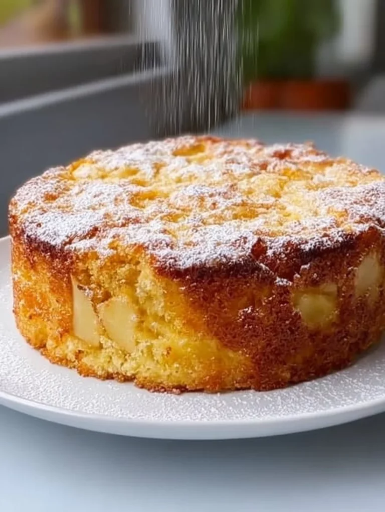 Slice of easy apple cake with fresh apples and cinnamon