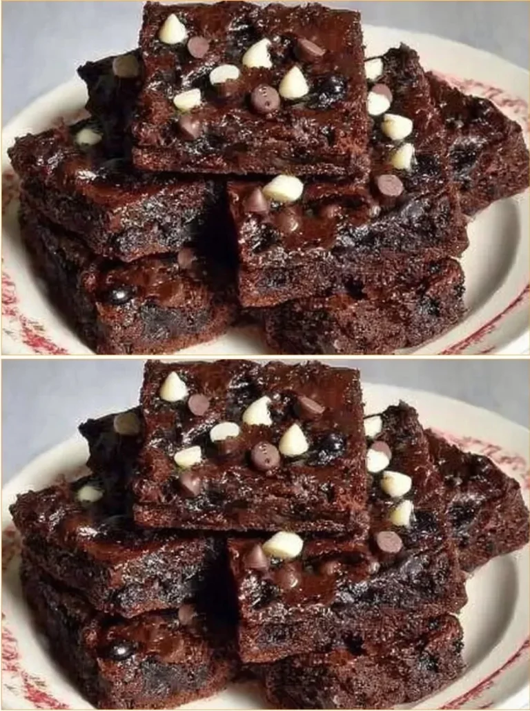 Delicious flourless banana brownies topped with nuts and chocolate chips