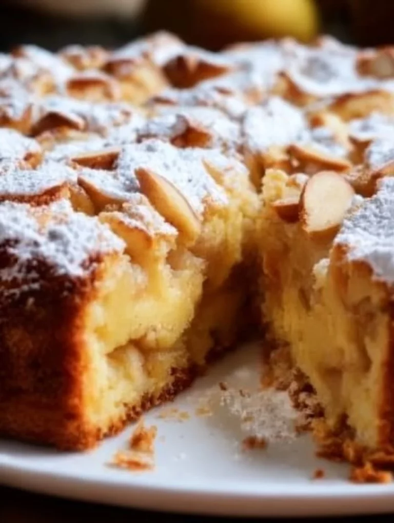 Slice of fresh apple cake made with ripe apples and cinnamon