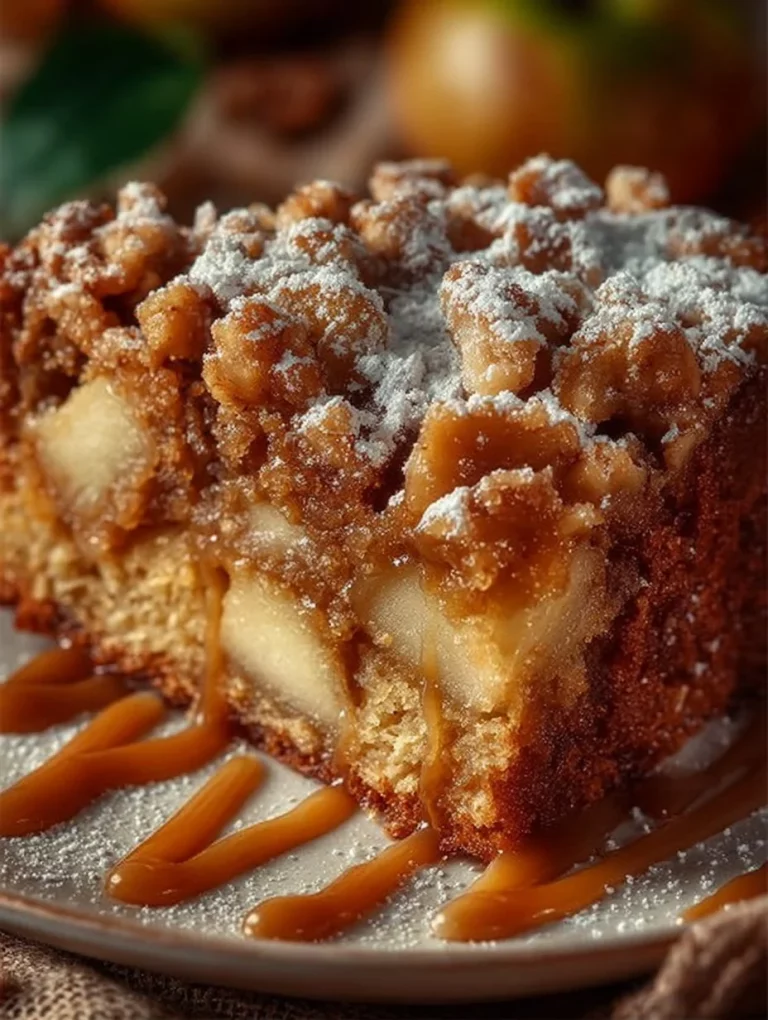 Freshly baked Apple Walnut Cake topped with walnuts and apple slices