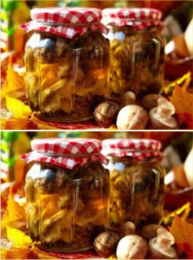 Plate of crispy fried honey mushrooms garnished with herbs.