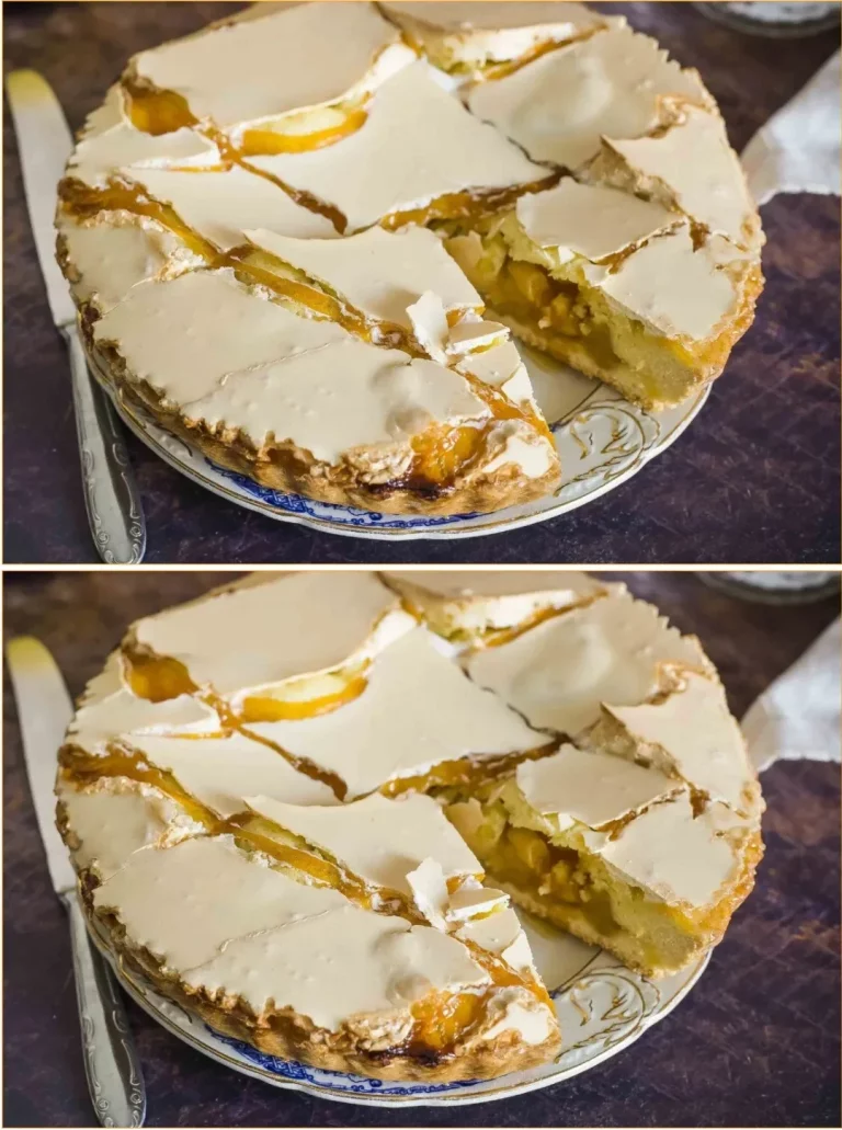 Glazed Apple Tart with shiny caramel glaze and fresh apple slices