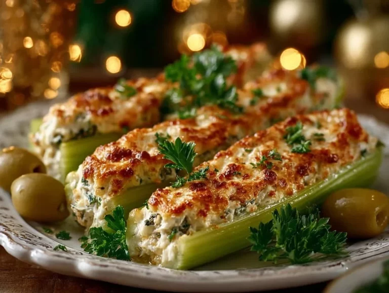 Delicious stuffed celery appetizer inspired by Grandma's recipe