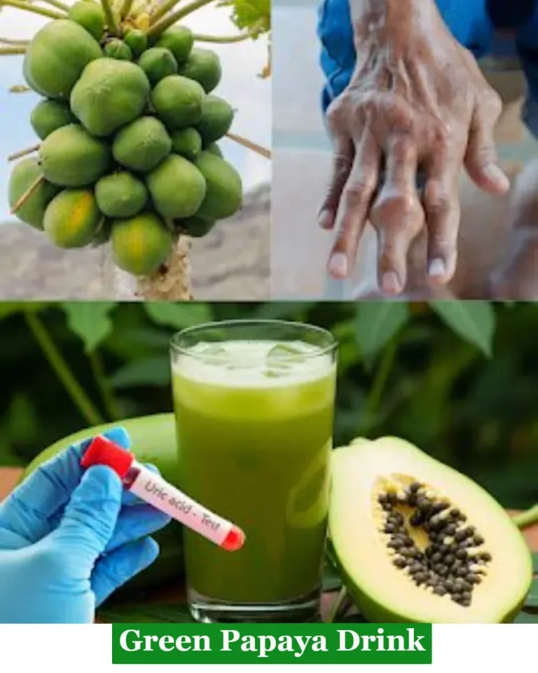 Healthy green papaya drink in a glass with fresh green papaya slices