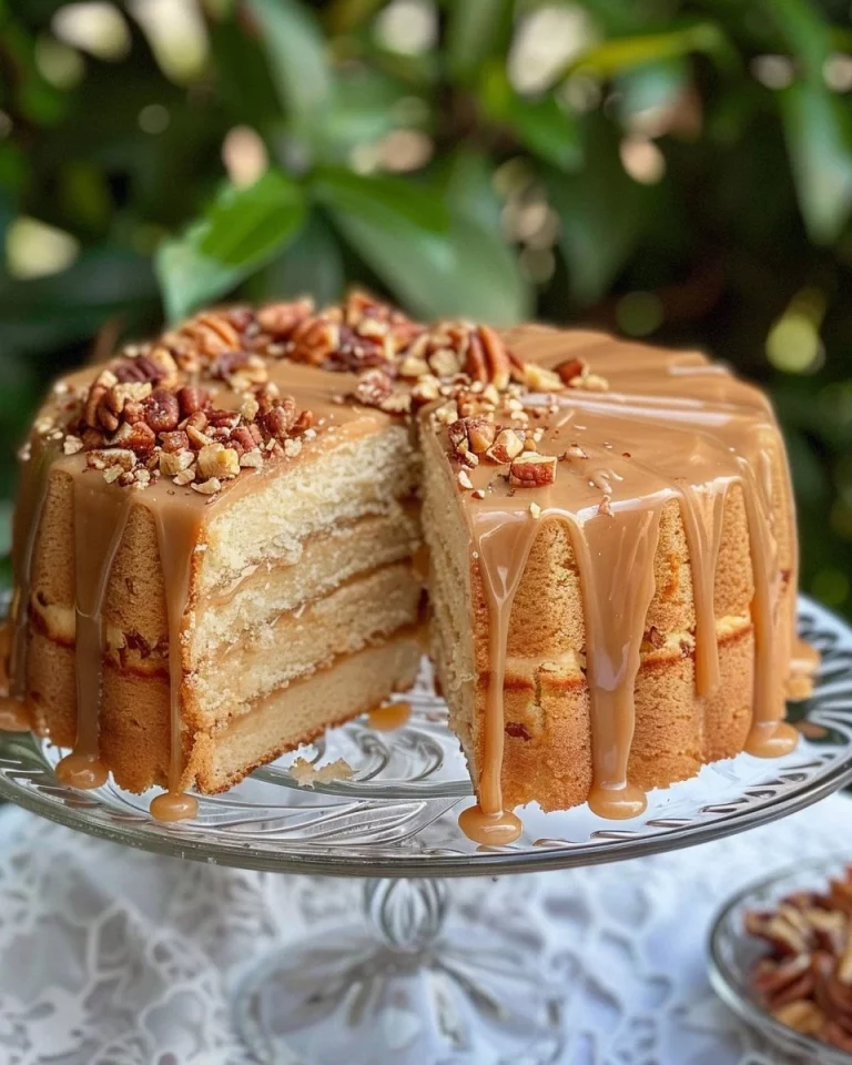 Healthy apple pound cake topped with fresh apples and a drizzle of icing.