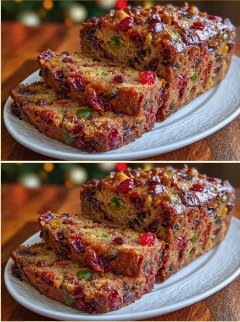 Deliciously moist fruitcake with rich fruits and nuts, perfect for celebrations.
