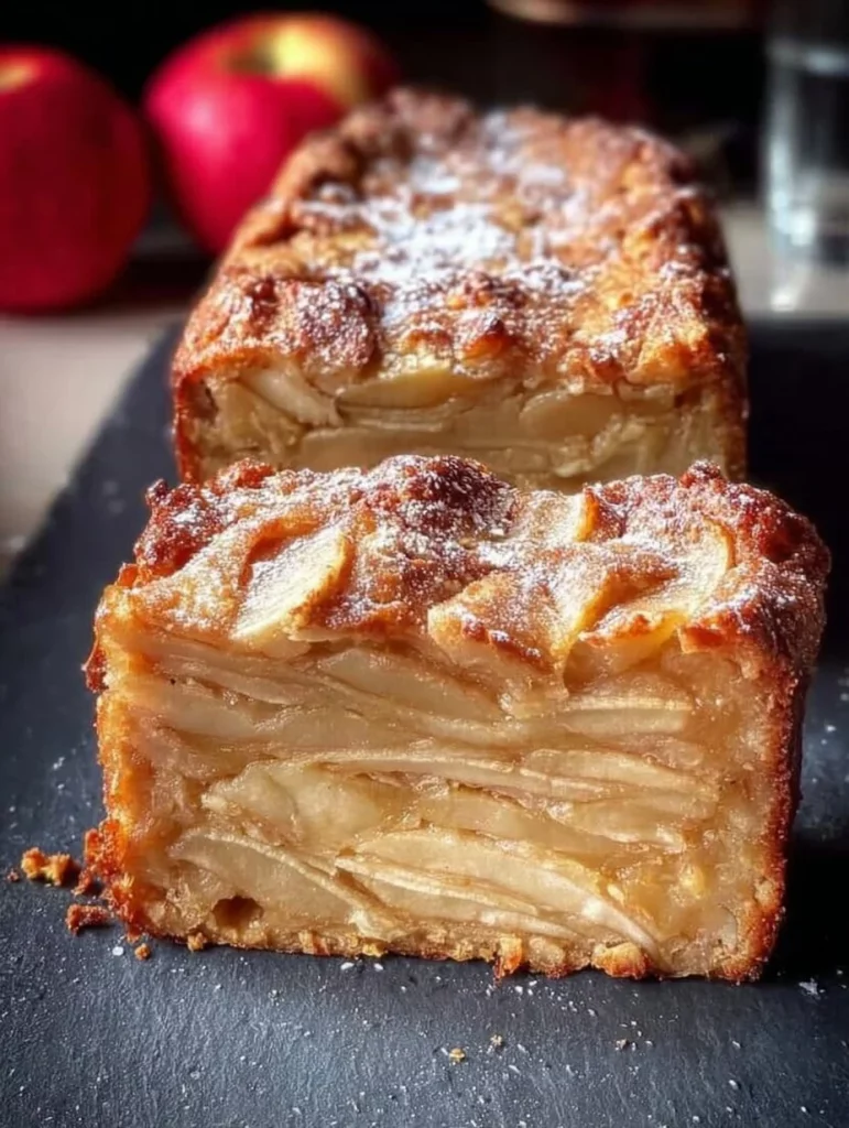 Delicious Invisible Apple Cake showcasing fresh apples and a moist texture