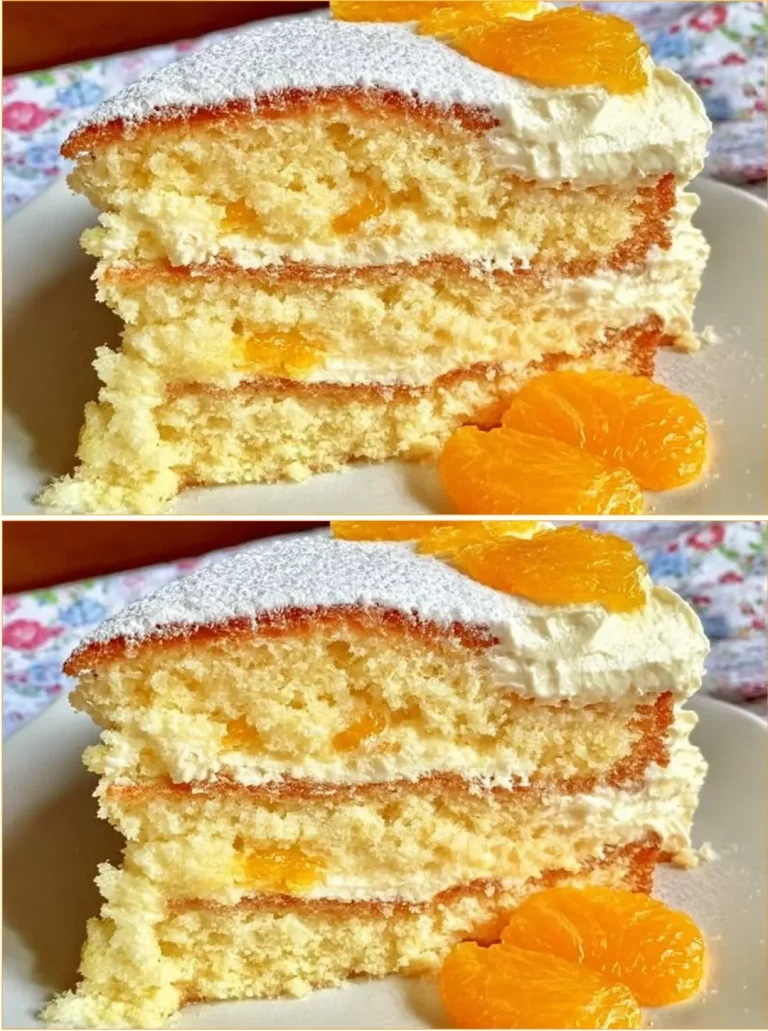 Delicious Mandarin Orange Cake with vibrant orange slices on top
