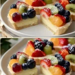 Mini sugar cookies with fruit filling and vanilla cream filling on a plate