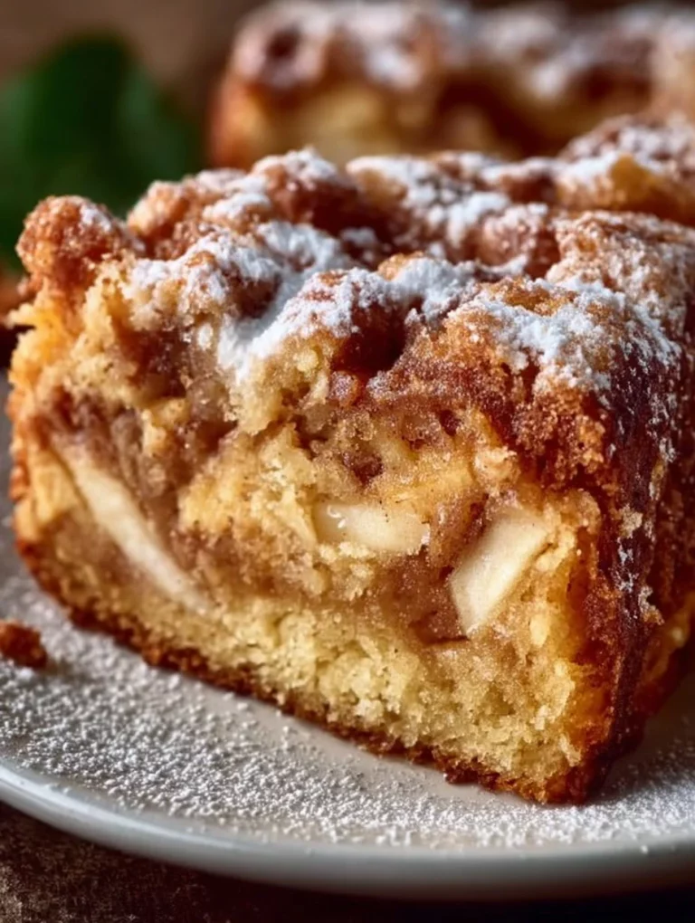 Moist cinnamon apple cake topped with fresh apple slices and cinnamon