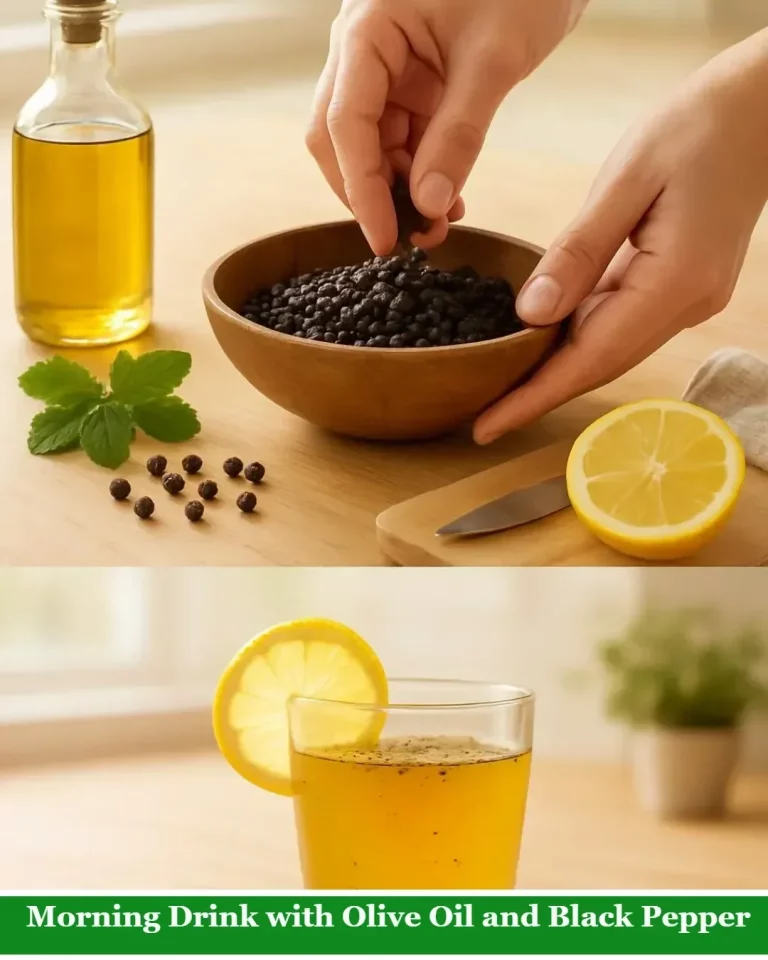 Healthy morning drink with olive oil and black pepper for a nutritious start