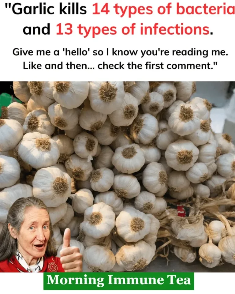 A steaming cup of Morning Immune Tea with fresh herbs and ingredients.