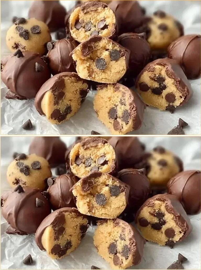 Delicious no-bake cookie dough bites ready to enjoy.