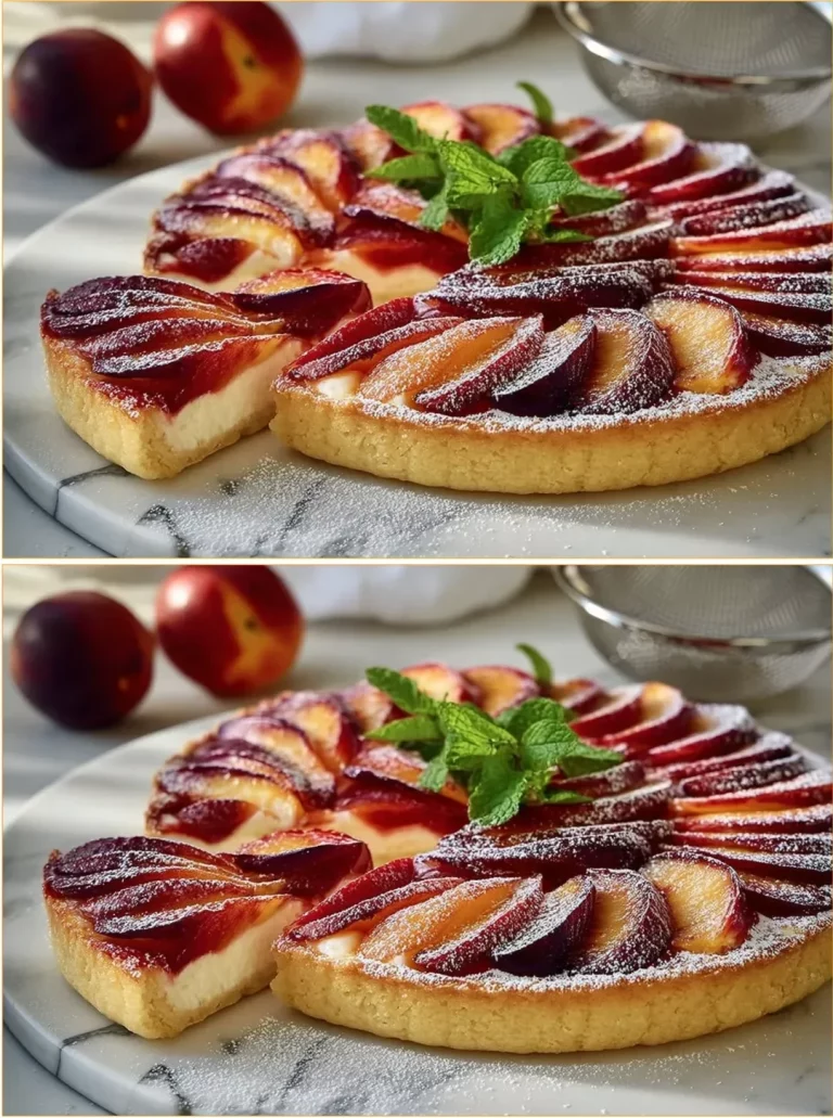 Peach Ricotta Cake without flour, a gluten-free dessert with fresh peaches.