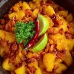Bowls of Peasant Potato Paprikash garnished with fresh herbs