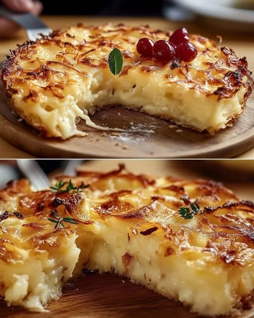 Delicious Potato Frico served with crispy golden brown edges and melted cheese