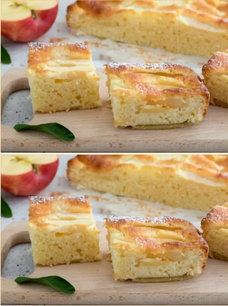 Slice of rustic apple cake with fresh apples and cinnamon