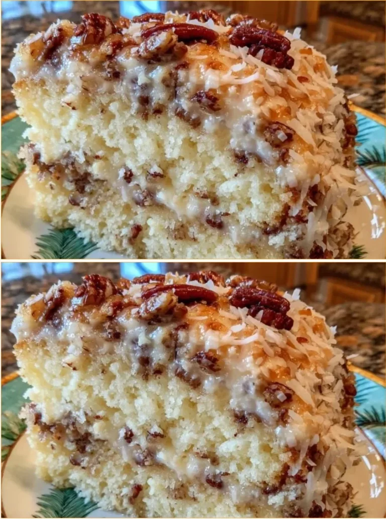 Southern Coconut Pecan Buttermilk Cake topped with coconut and pecans