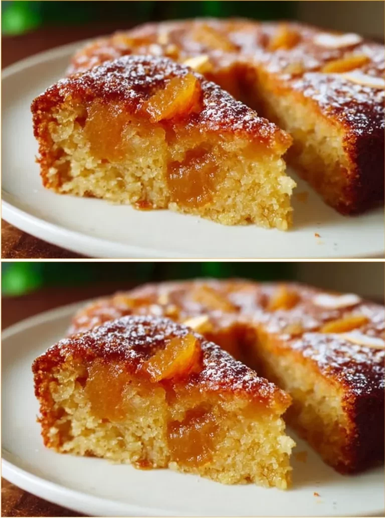 Sticky Orange Marmalade Cake topped with orange slices and glaze