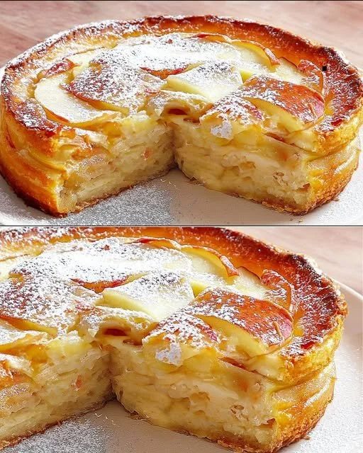 Delicious creamy apple cake made with fresh apples and a rich cream frosting