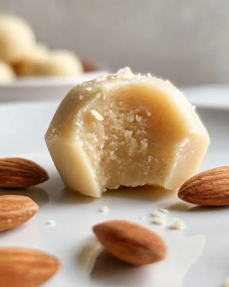 Delicious traditional homemade marzipan crafted from almonds