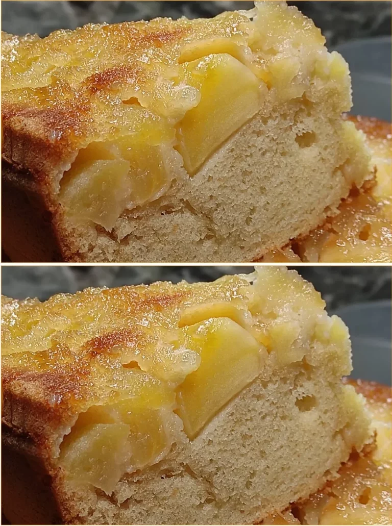 Delicious Upside Down Apple Cake topped with Limoncello