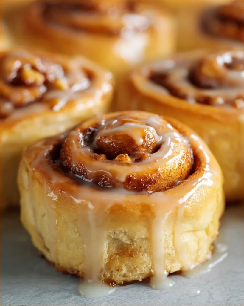Delicious homemade apple cinnamon rolls with icing on top.
