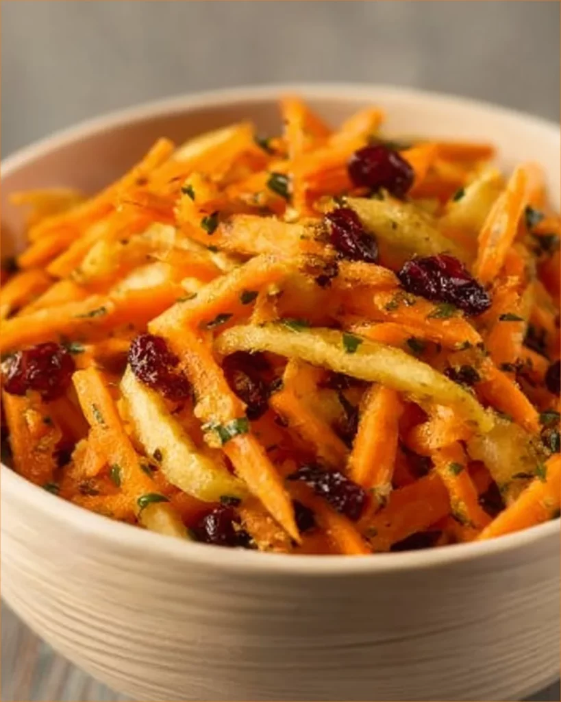Delicious Apple Cranberry Carrot Salad served in a bowl with fresh ingredients