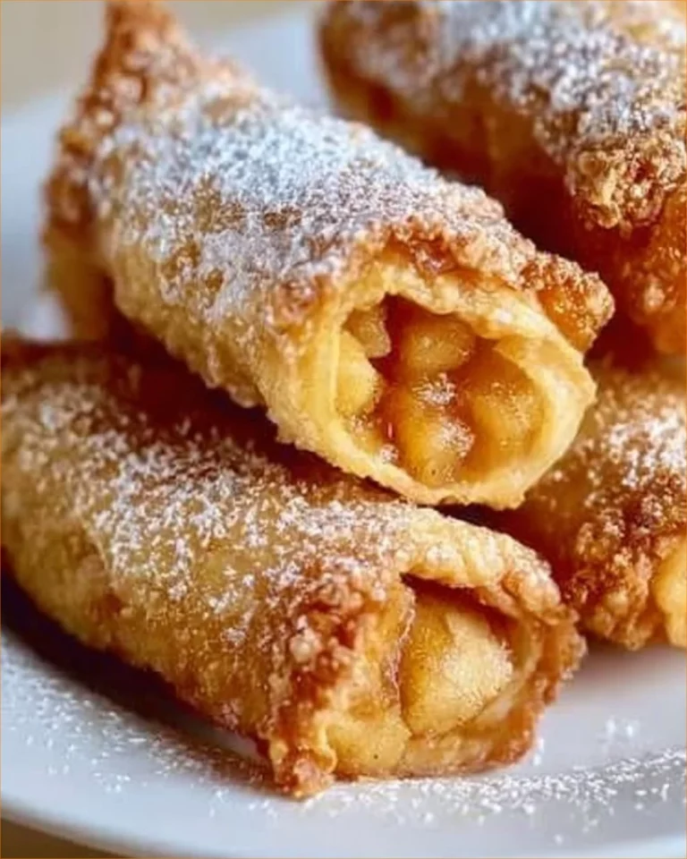 Delicious apple pie egg rolls served with ice cream