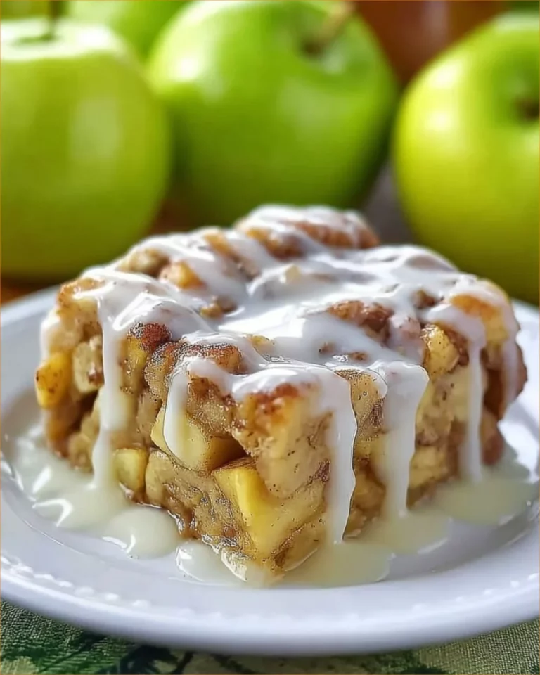 Delicious caramel apple cinnamon roll lasagna dessert with layers of flavor