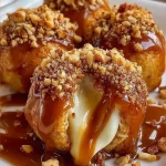 Gooey apple caramel bombs drizzled with caramel sauce, ready to be enjoyed