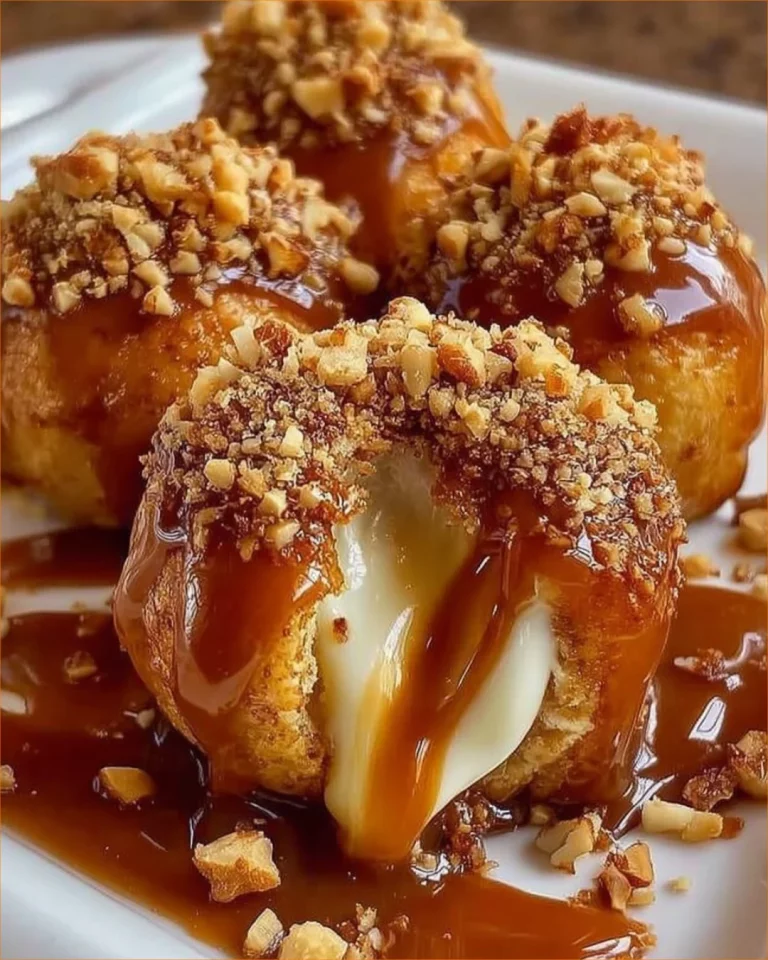 Gooey apple caramel bombs drizzled with caramel sauce, ready to be enjoyed