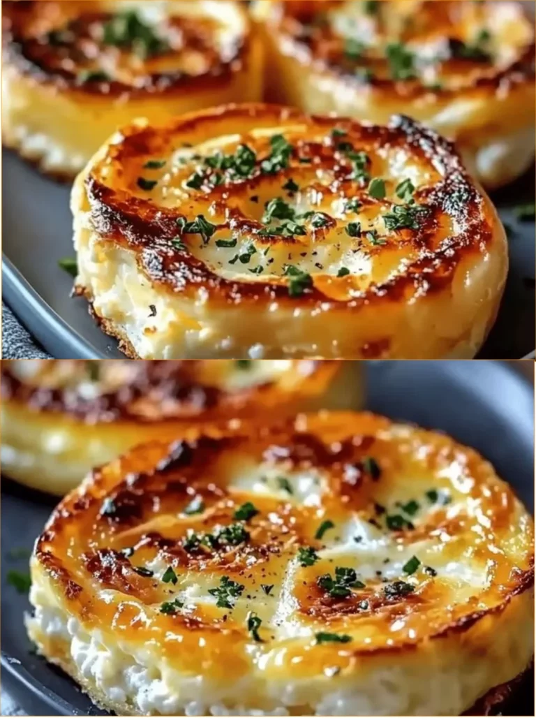 Baked cottage cheese eggs topped with herbs in a ceramic dish