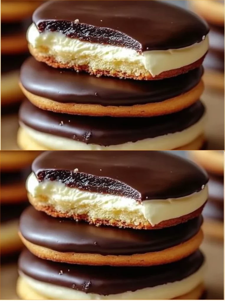 Delicious Boston Cream Pie Cookies with chocolate and custard filling