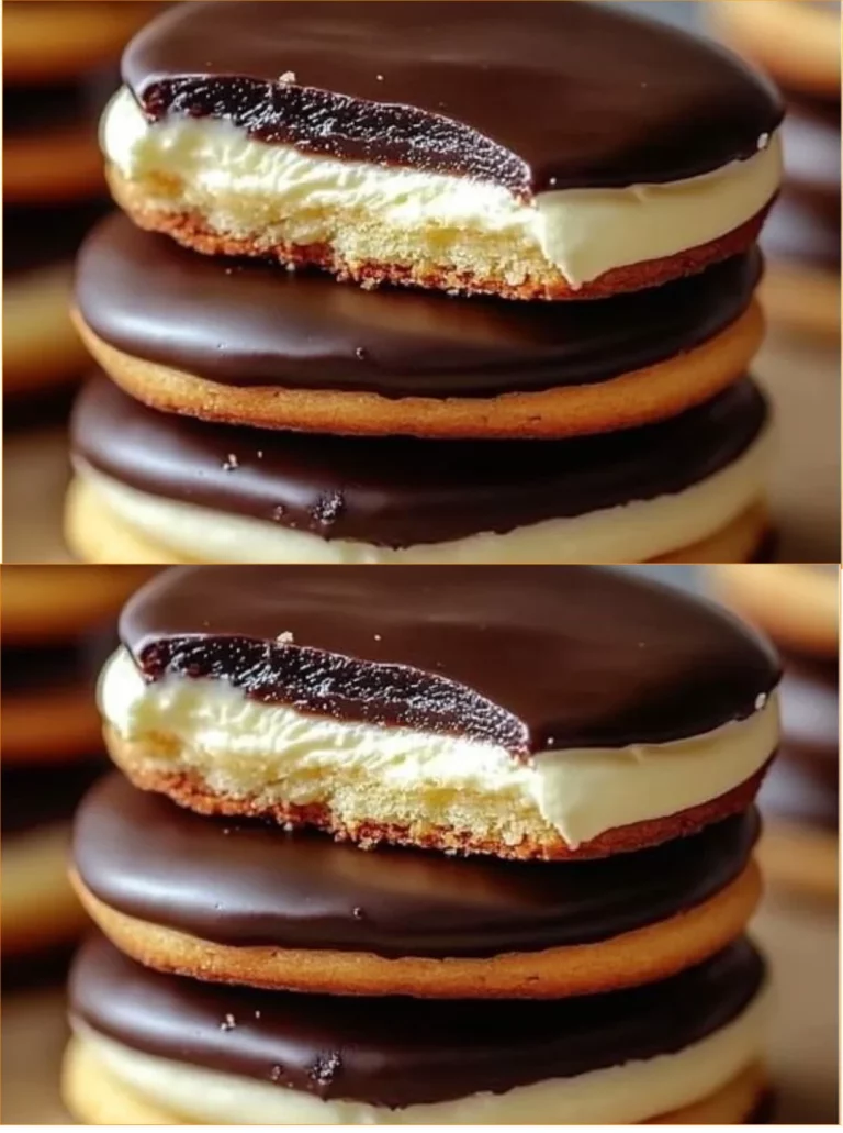 Delicious Boston Cream Pie Cookies with chocolate and custard filling
