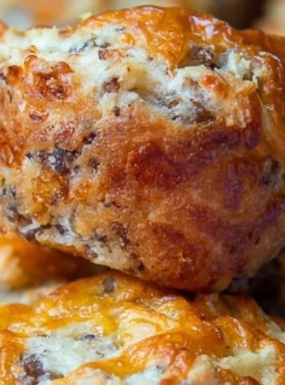 Cheddar breakfast sausage muffins fresh out of the oven